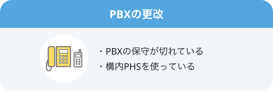 PBXの更改「PBXの保守が切れている」「構内PHSを使っている」